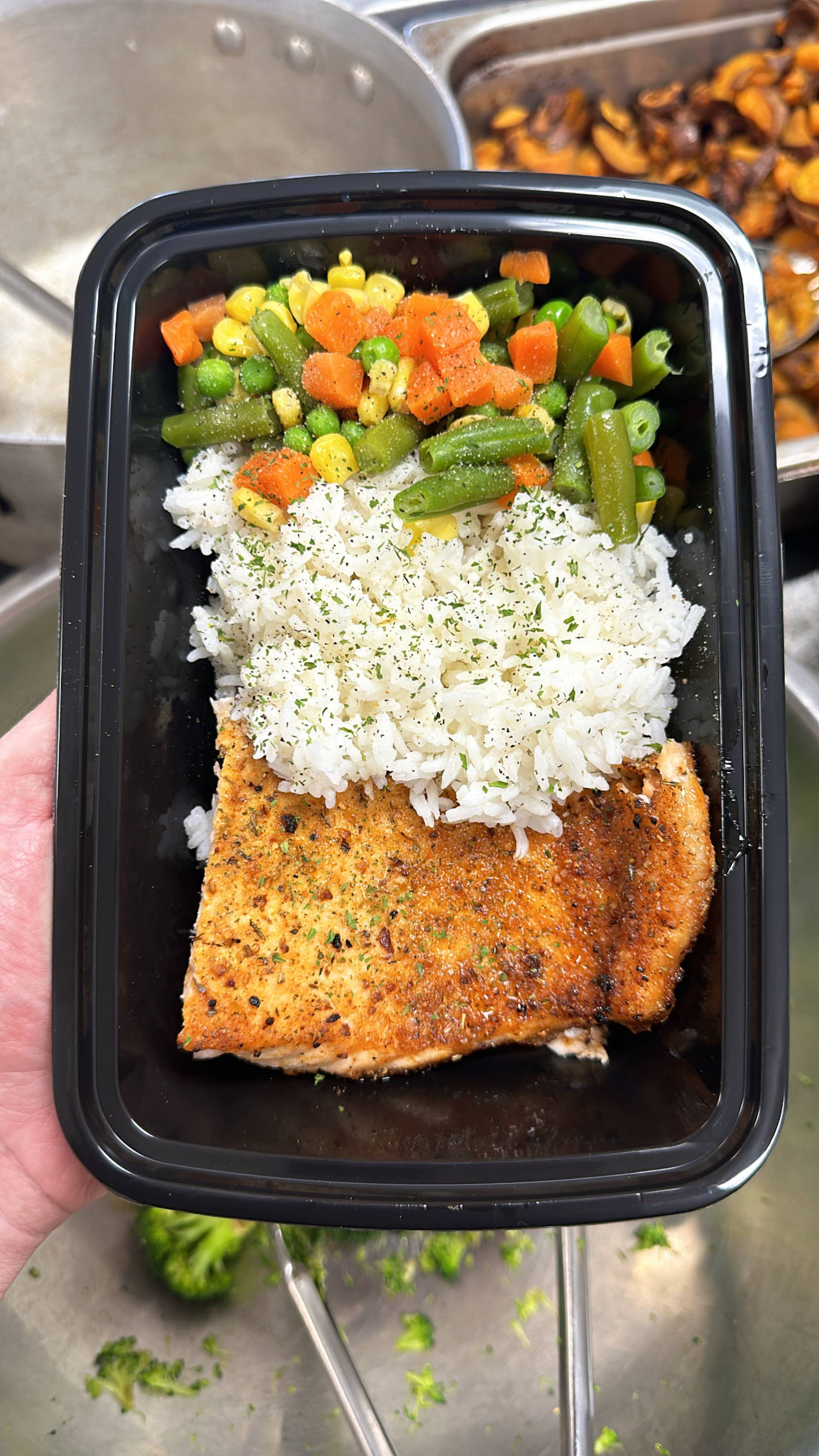 Salmon + Jasmine Rice + Mixed Veg