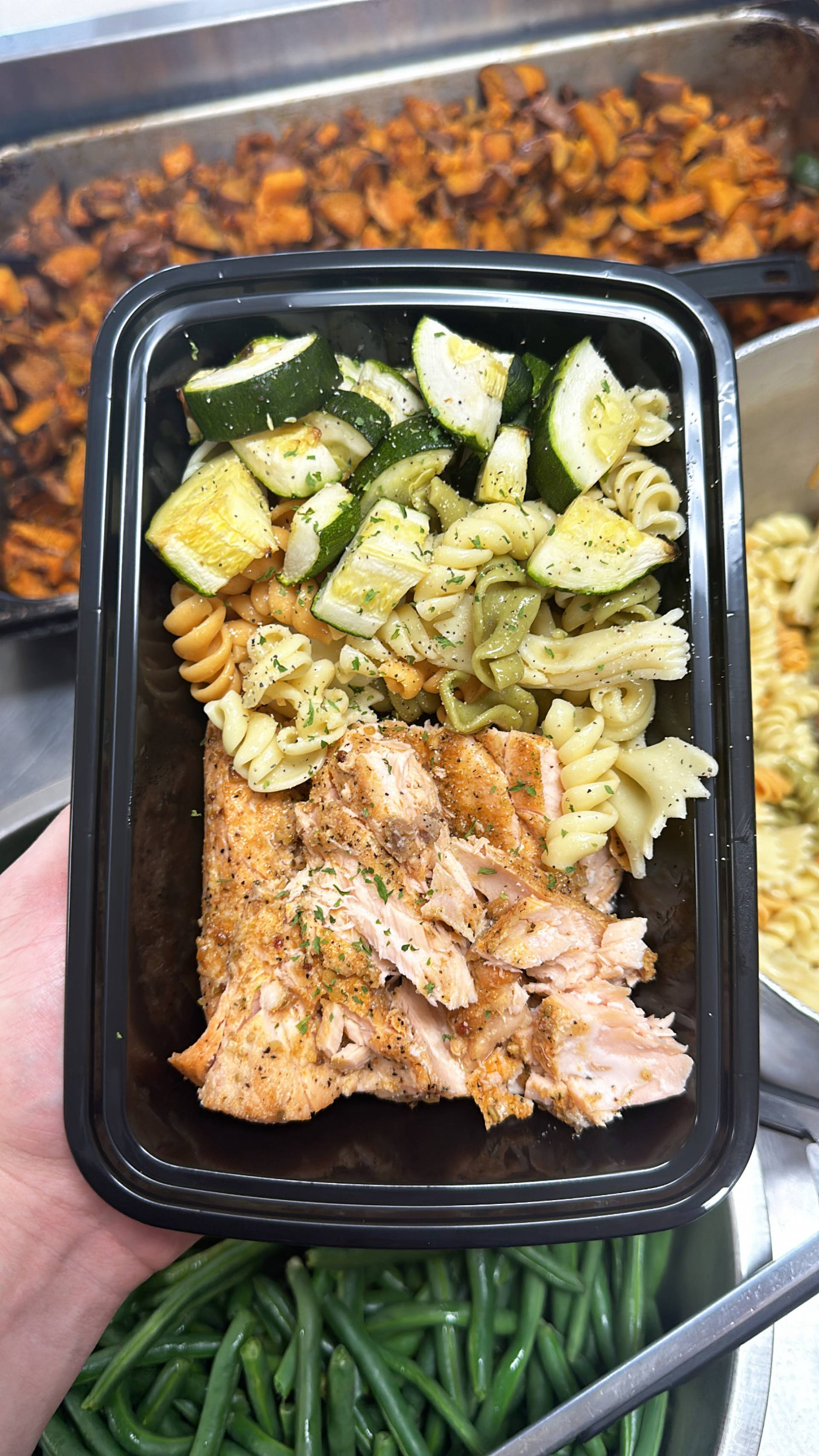 Salmon + Pasta + Zucchini