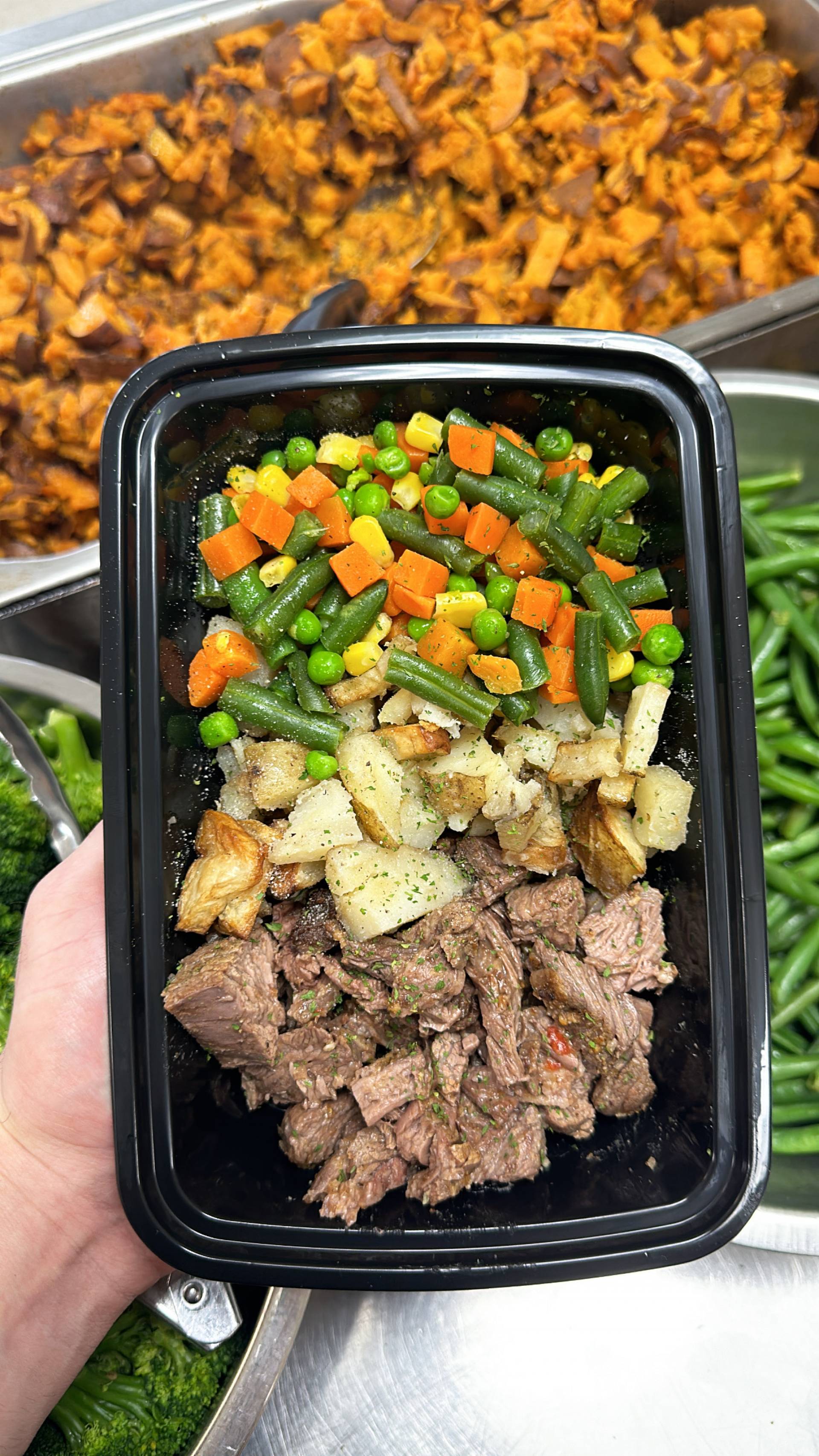 Steak + White Potato + Mixed Veg