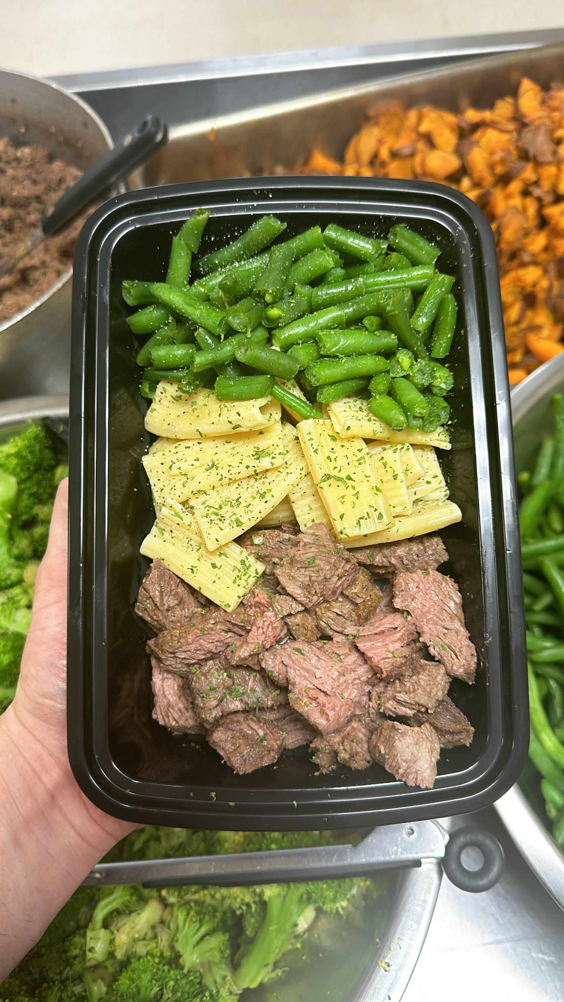 Steak + Pasta + Green Beans