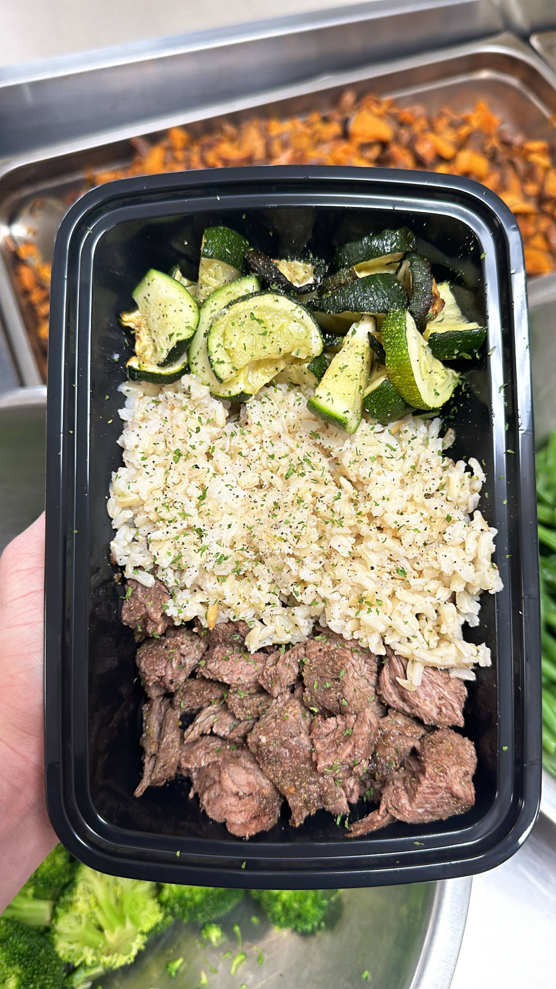 Steak + Rice (Brown) + Zucchini