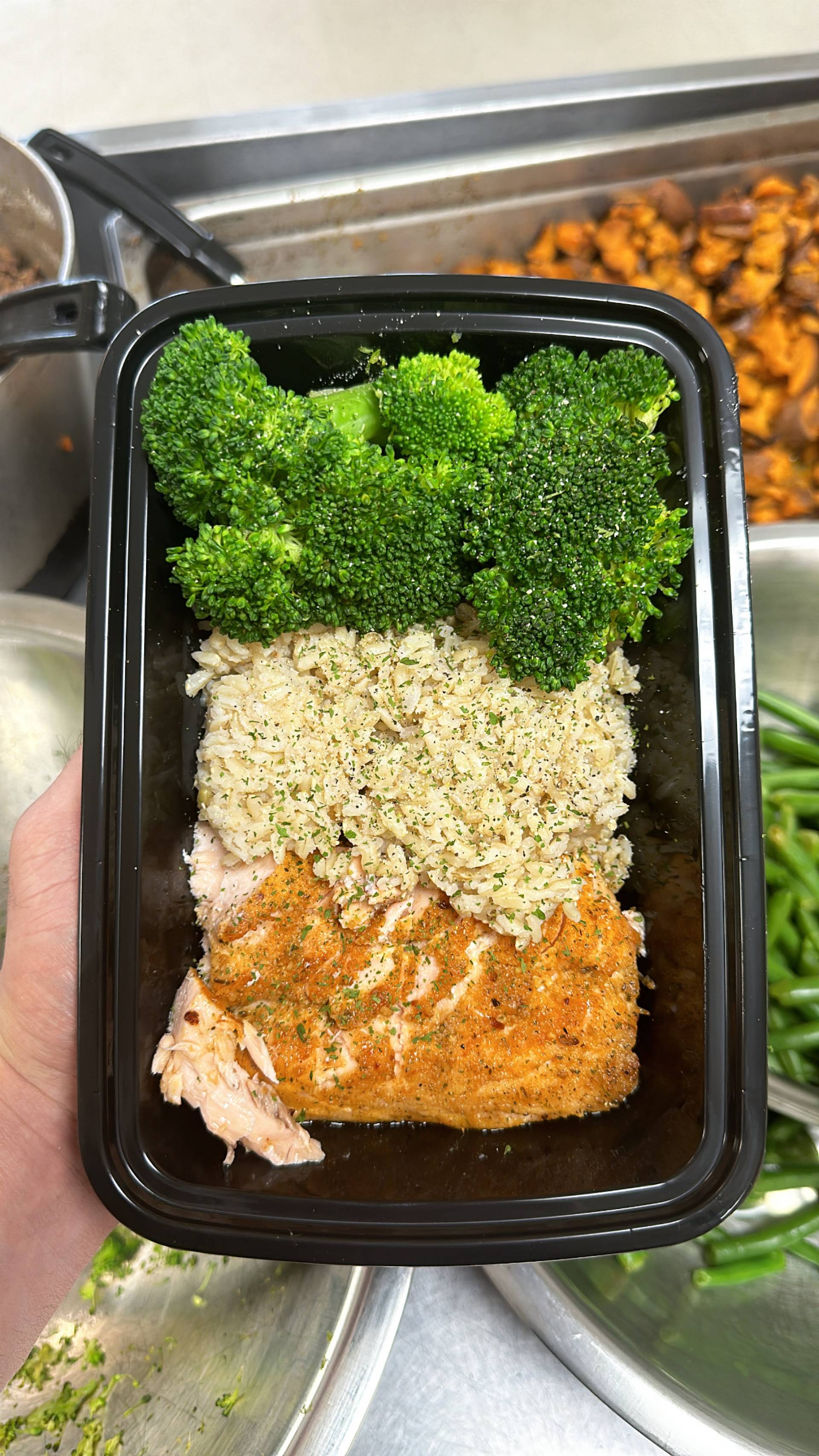 Salmon + Rice ( Brown ) + Broccoli