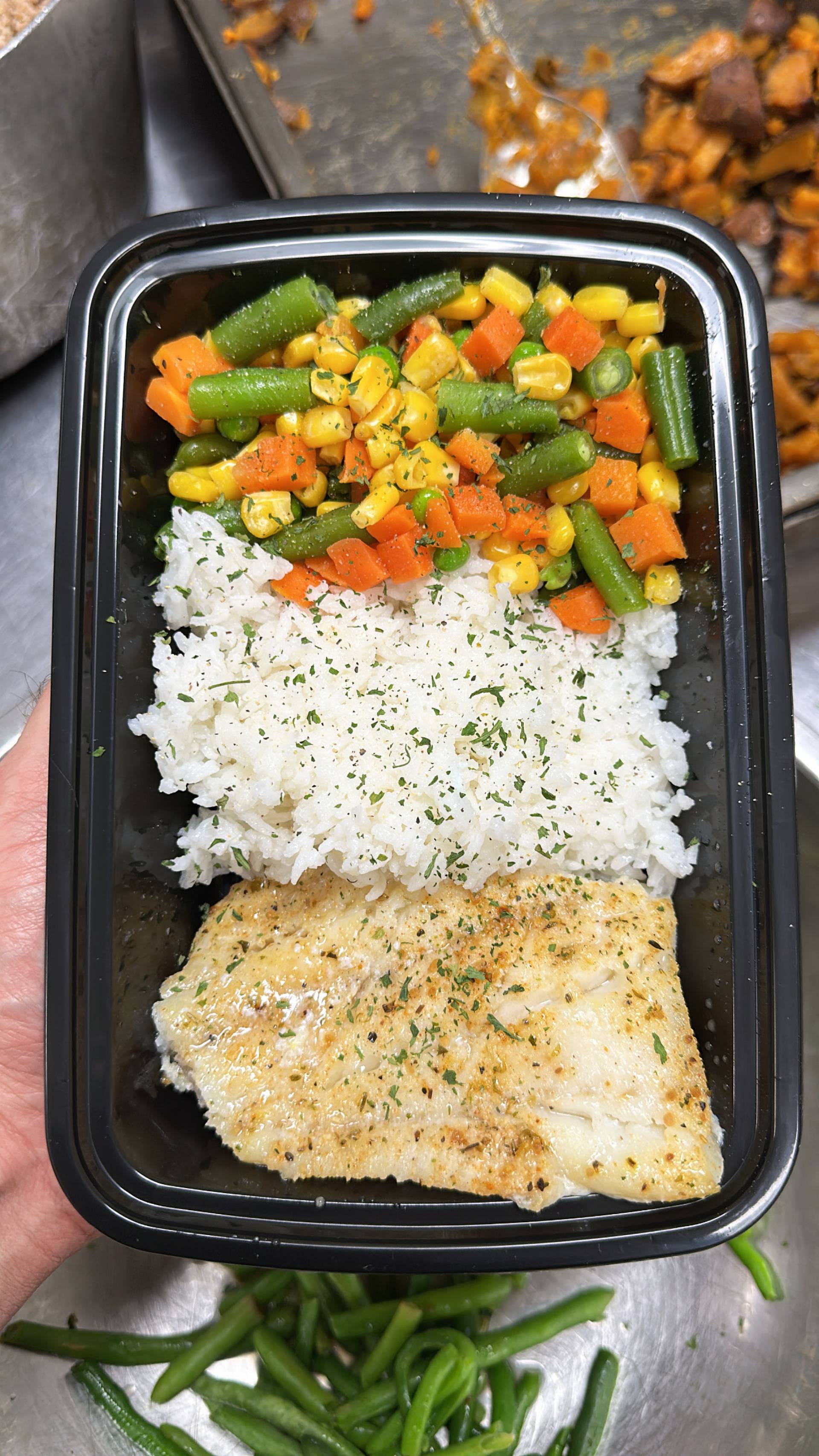 Haddock/Cod + Jasmine Rice + Mixed Veg