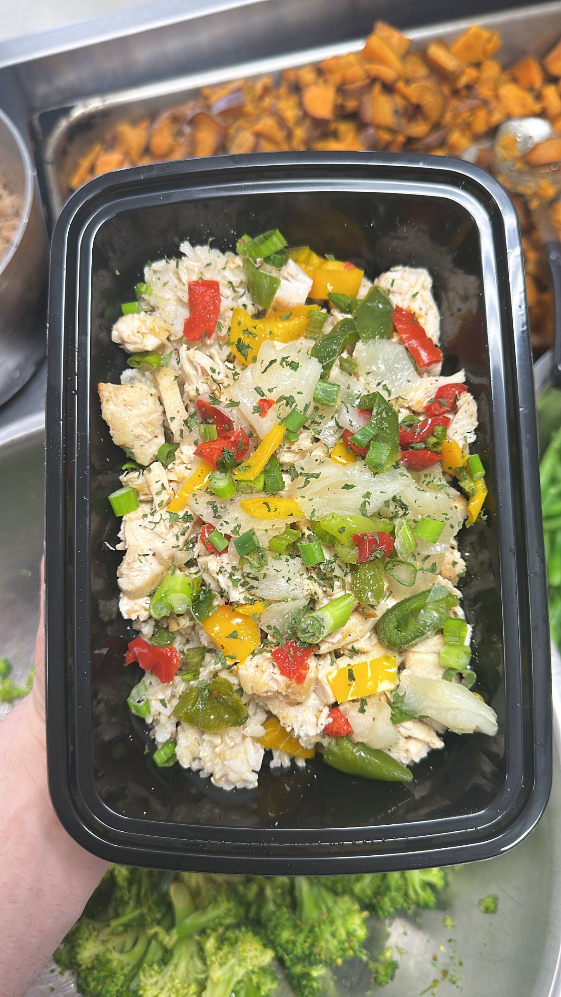 Chicken + Rice ( Brown ) + Peppers & Onions