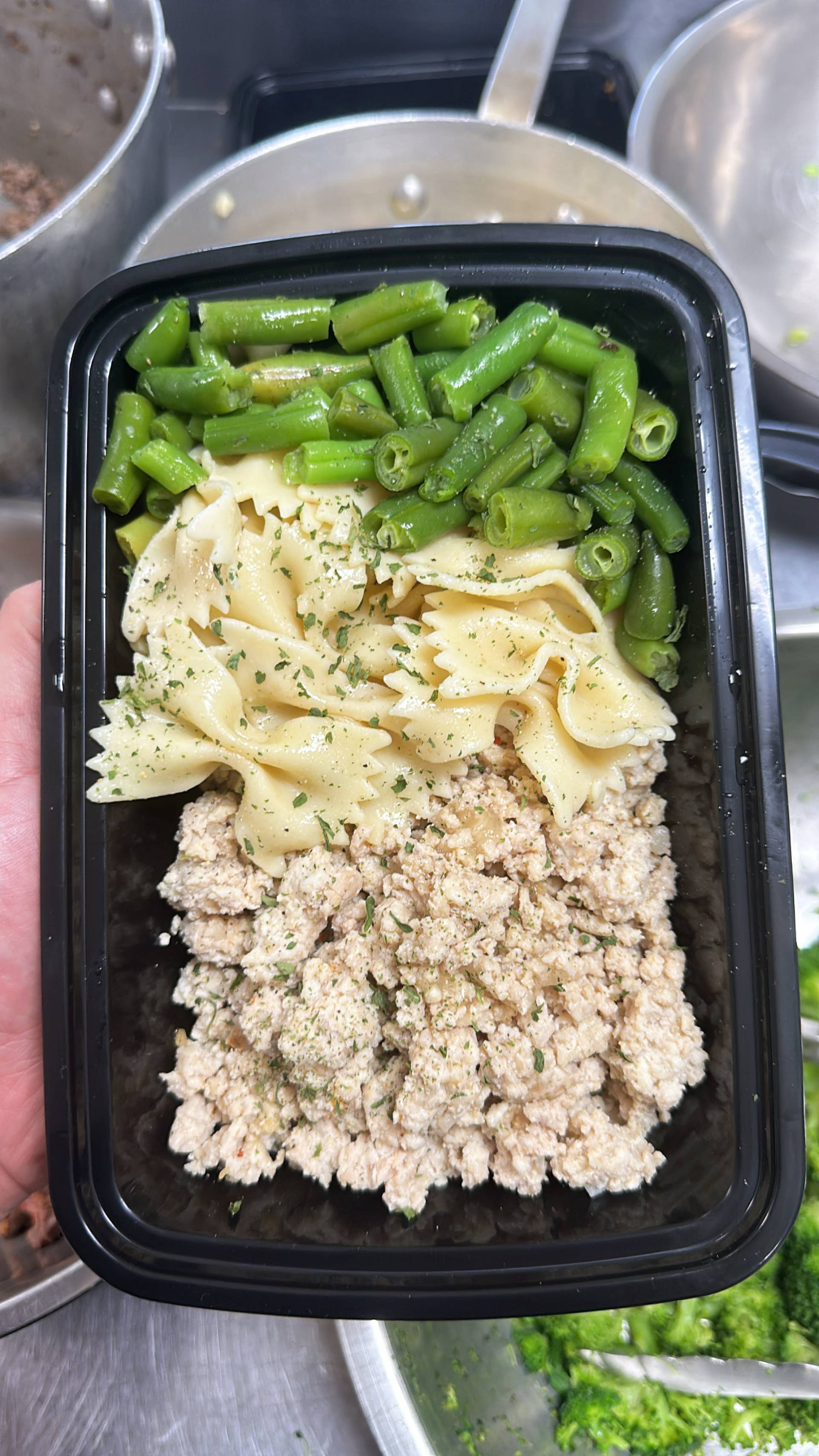 Ground Chicken + Pasta + Green Beans